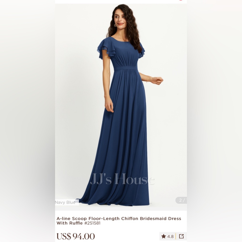 Blue Long Chiffon Dress